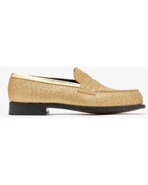J.M. Weston 180 Glitter Moccasin Loafers - White