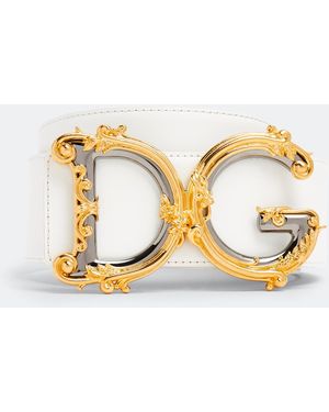 Dolce & Gabbana Logo Calfskin Belt - Metallic