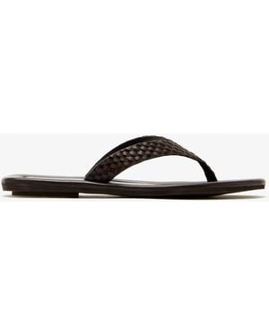 St. Agni Lattice Weave Thong Sandals - White