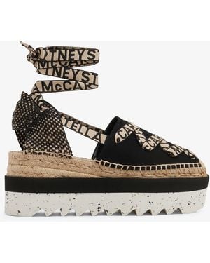 Stella McCartney Gaia Canvas Wedge Espadrilles - Black