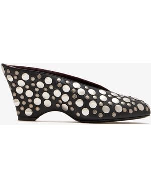 KHAITE Cloak Studded Wedge Mules - White