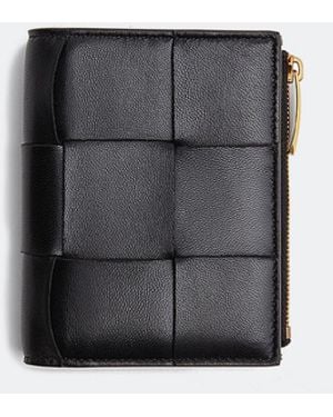 Bottega Veneta Bi-Fold Mini Zip Wallet - Black