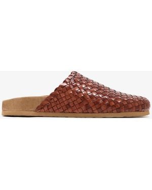 Dragon Diffusion Woven Leather Mules - Brown