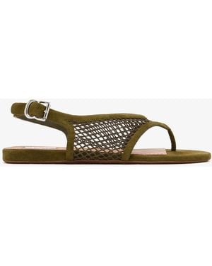 Alaïa Fishnet Thong Sandals - Green