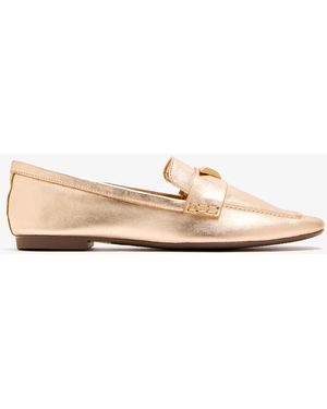 SCHUTZ SHOES Metallic Loafers - Natural