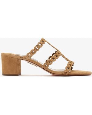 Aquazzura Infinity Chain Mules - Natural