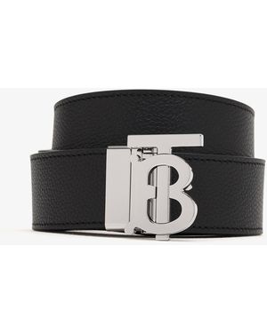 Burberry Reversible Leather Tb Belt - Black