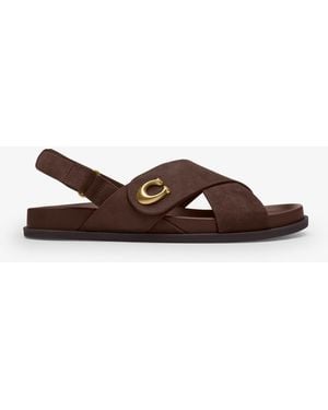 COACH Sculpted C Criss-Cross Sandals - Brown