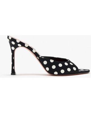 AMINA MUADDI Alexa Polka-Dot Satin Sandals - White