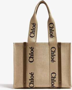 Chloé Woody Medium Tote Bag - Natural
