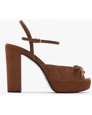 Miu Miu Suede Platform Sandals - White