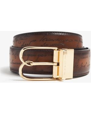 Berluti B Volute Scritto Leather Belt - Brown