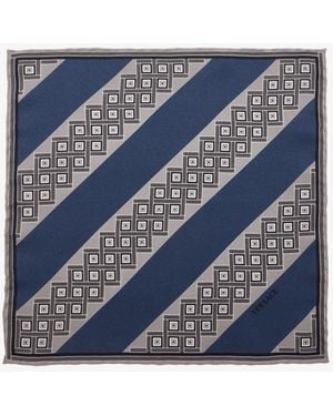 Versace Silk Twill Pocket Square - Blue