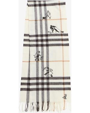 Burberry Check Mates Cashmere Scarf - White