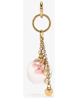 Chloé Flowers Logo Keyring Charm - White