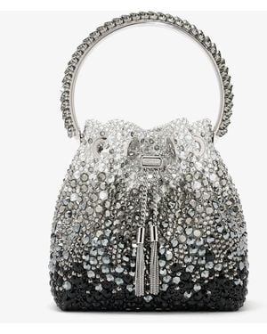 Jimmy Choo Bon Bon Crystal-Embellished Top-Handle Bag - Gray