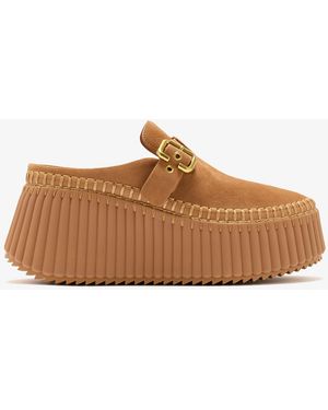 Chloé Nama Wedge Mules - Brown