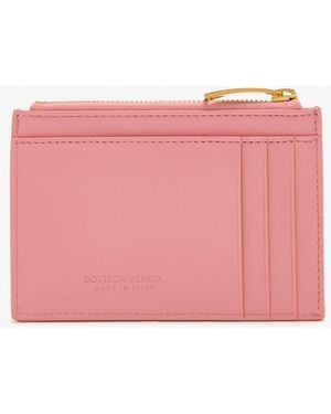 Bottega Veneta Intrecciato Zipped Card Case - Pink