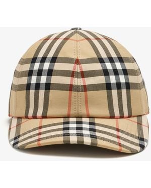 Burberry Check Cotton Baseball Cap - Natural