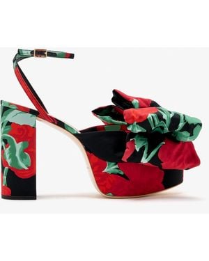 Loeffler Randall Kiki Bow Platforms Sandals - Red