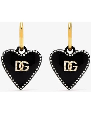 Dolce & Gabbana Creola Hearts Earrings - Black