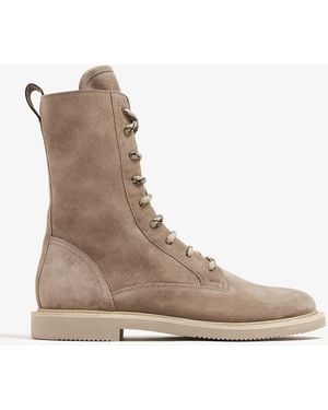 Brunello Cucinelli Suede Lace-Up Boots - Natural
