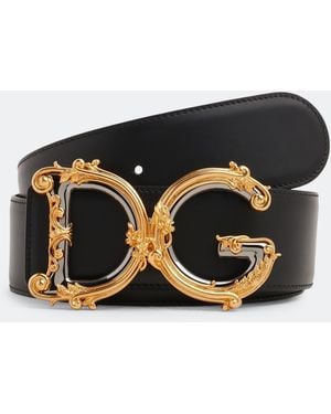 Dolce & Gabbana Logo Calfskin Belt - Black