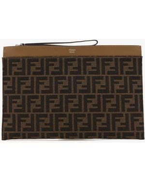Fendi Ff Jacquard Medium Flat Pouch - Natural