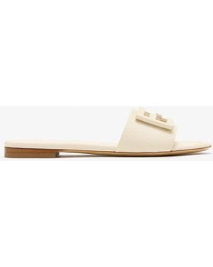 Fendi Baguette Slide Sandals - White
