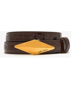Jimmy Choo Diamond Clasp Belt - White