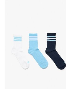 adidas 3-Stripes Cushioned Crew Sock Set - Blue