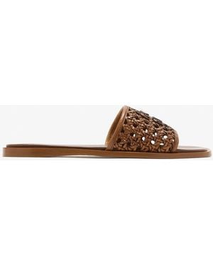 Miu Miu Woven Calfskin Slide Sandals - White
