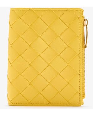 Bottega Veneta Intrecciato Small Bi-Fold Wallet - Yellow