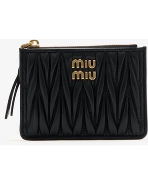 Miu Miu Matelassé Nappa Leather Card Holder - Black