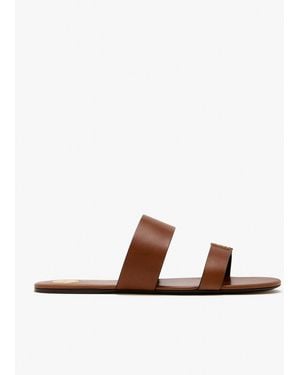 Saint Laurent Babylone Leather Slides - White