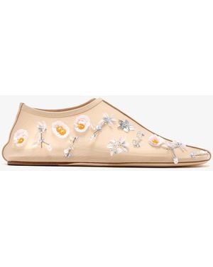 Christopher Esber Droplet Beaded Flat Ballerinas - Natural