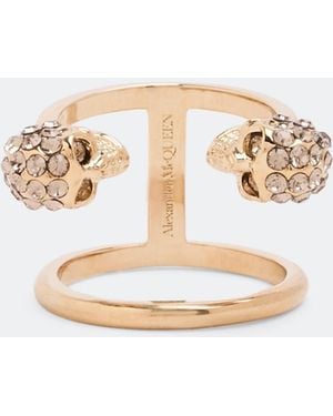 McQueen Twin Skull Double Ring - White