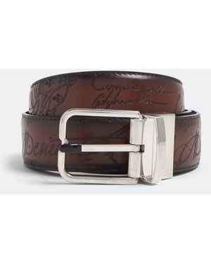 Berluti Essence Scritto Leather Belt - Brown