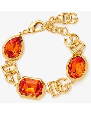 Dolce & Gabbana Dg Logo Rhinestone Bracelet - White