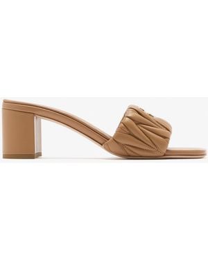Miu Miu Matelassé Nappa Leather Mules - Natural