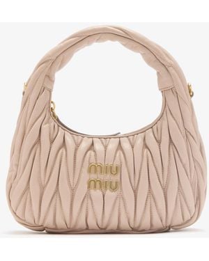 Miu Miu Wander Matelassé Nappa Leather Hobo Bag - Pink