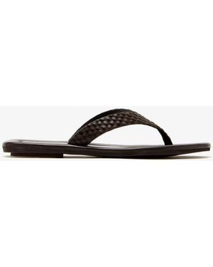 St. Agni Lattice Weave Thong Sandals - White