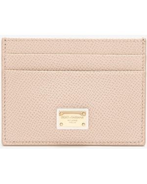 Dolce & Gabbana Dauphine Leather Card Holder - Natural