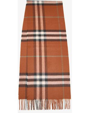 Burberry Check Cashmere Scarf - Orange