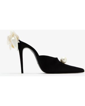 Magda Butrym Pearl And Flower-Embellished Mules - Black