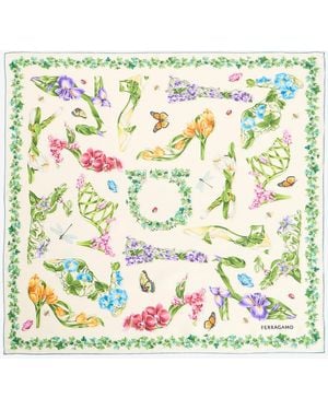 Ferragamo Eden Shoes Printed Scarf - White