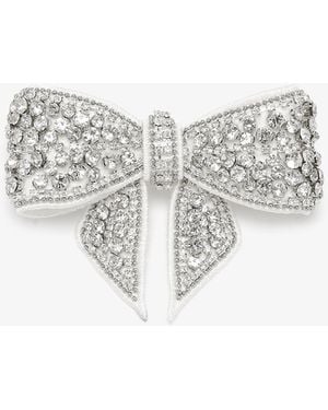 Self-Portrait Crystal Embellished Bow Hair Clip - White