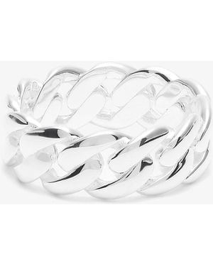 Common Lines Cuban Link Ring - White
