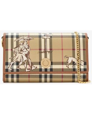Burberry Check Mates Chain Wallet - Natural