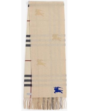 Burberry Reversible Knight Check Cashmere Scarf - Natural